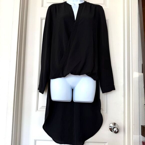 Philosophy Long sleeved Surplice Neck Tunic High-Low Blouse - Picture 4 of 16